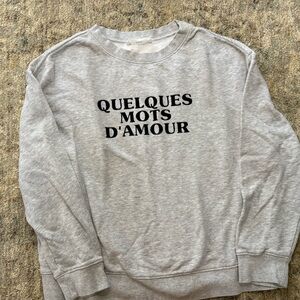 Mango Gray Crewneck Sweater with French Text